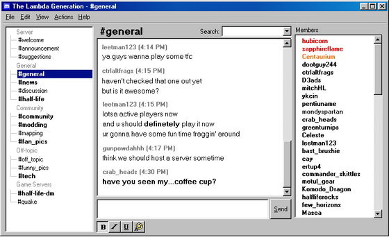 If both Discord and LambdaGeneration existed back in 1998...

(Mockup image made by me!)
