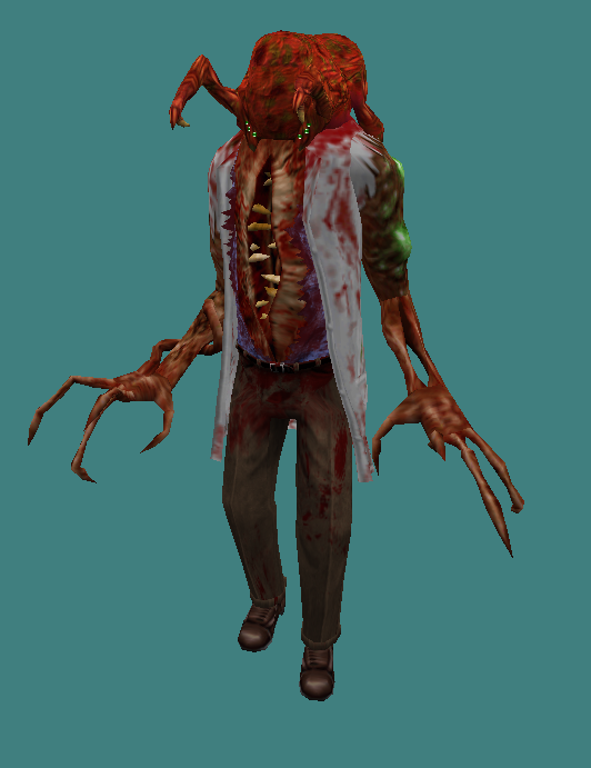 Now for something a little different! The work in progress poison zombie! It's my justification for why the green spores (that were added in the HD pack) are growing out of various locations on their bodies.