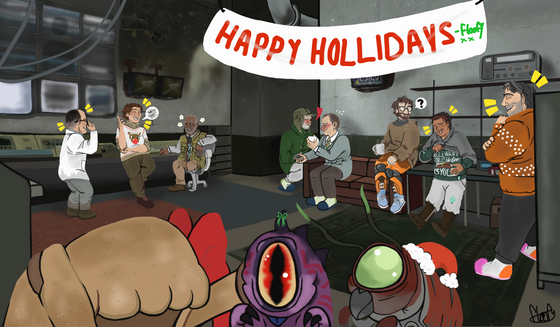 | HAPPY HOLLIDAYS- wait what month is it? |

Back at it again with posting old Half Life art I made, this time a piece that was a secret santa to a fellow tumblr user! It's not currently December but I like sharing my more finished pieces on here every so often! :)