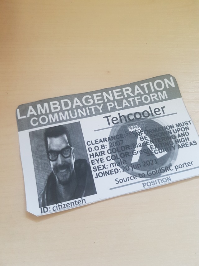 Thanks to @geekin I have my custom LambdaGeneration ID card (I hope I have everything right). Also, I only have black and white printer, so it's not colorful