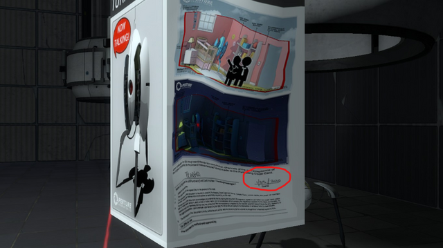 I was replaying Portal 2 and I found a date written on one of the turret boxes. I don't know if it says "1/25/2010" or if it's another date. I have the game at full graphics, but I still can't see what it says. what do you guys think?