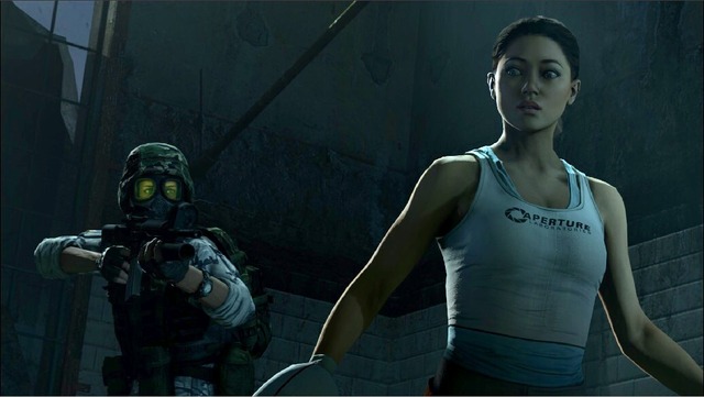 Here are some other old renders. This time Adrian met Chell from Portal! 
