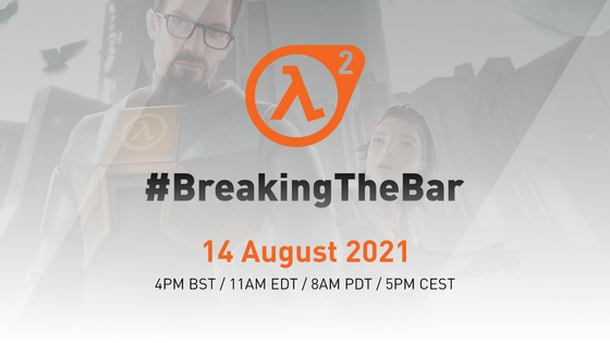 24 HOURS TO GO! 

Tomorrow 14 August 2021 Half-Life fans from around the world will come together to try break the Half-Life 2 SteamCharts All Time Peak player record.

To join in, simply play Half-Life 2 throughout tomorrow from 3pm GMT to help Break that Bar!

Also - tune in to our channel to see @robo stream his playthrough PLUS join us after for a match of HL2DM on our brand new server (details coming soon!).