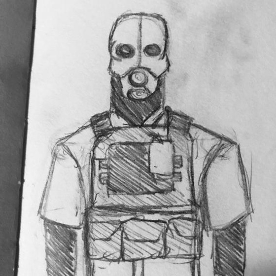 Combine design idea: Metrocops wear compressions suits with coveralls and ballistic vests over them. Gives them a sterile/hazmat look to them.
