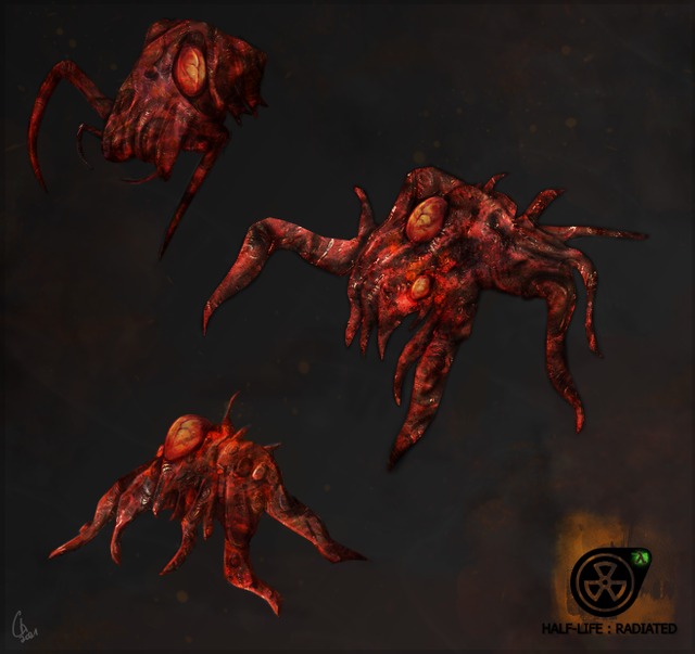 Some irradiated Headcrabs, with explosive tumors and mutated limbs. They were exposed to radiation from the Citadel after its explosion.

For the Mod "Half-Life : Radiated"
#CommunityCreations 