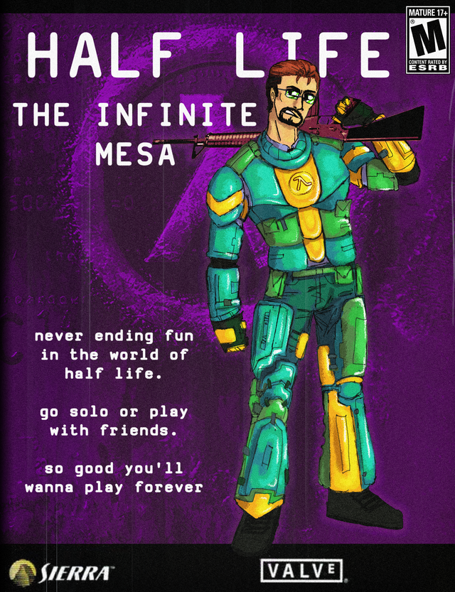 Half Life Dreamcast/ The Infinite Mesa

i thought this HEV design from the dreamcast magazine was fun. ive been drawing Dreamcast for a while now and I'm even using the design in a project called The Infinite Mesa. theres a lot of lore here lol