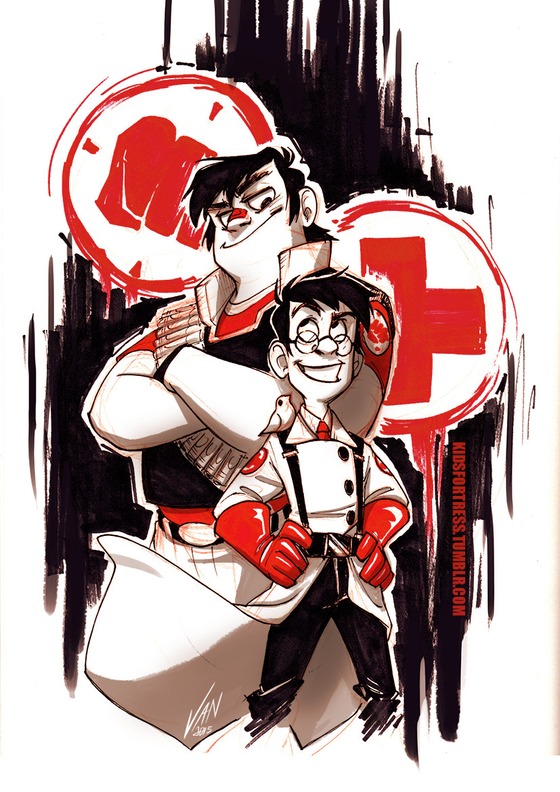 Heavy and Medic, Kids Fortress 
Chedit: https://kidsfortress.tumblr.com/image/140173389724