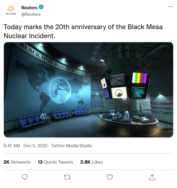 Anyone else remember the Black Mesa Nuclear Incident of 2000? Tragic what happened. (Yes I know this is a website about Valve's Prospero series but still.)