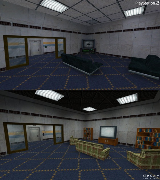 Some comparison shots between Half-Life Decay (PS2), and my single player restoration mod, Half-Life Decay: Solo Mission. Read more about it here:

https://www.moddb.com/mods/half-life-decay-solo-mission