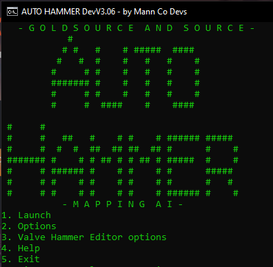 UPDATE ON THE MAPPING AI:
It now has a name (Auto Hammer) and we added a very nice ASCII art (by jamie). Again, we fixed some bugs, we added more knowledge to the AI, and it now can use entities and prefabs. We still got a lot of work to do. Also we updated our profile. If we can, we will make a Mod db page or something like that later.

EDIT: Just talked with some employees, and we have another idea for Source mapping. So its becoming very hard to make the AI able to map on Source withouth messing up everything for GoldSource mapping. Perhaps we can get a small rest and try to make another AI that works for Source. In other words, Auto Hammer will be only for GoldSource, and the other AI will be for Source.

Regarding about a possible release, well... im not sure. Maybe when we finish working on Auto Hammer (A stable release) we can release on Mod DB.

About Half-Life: Donuts. Yes, we are working on it, but we dont got the enought time to update the Discord server and the Mod DB page. We will try to post something very soon.

I wish to all a very happy week, and i want to thank you all for the support.