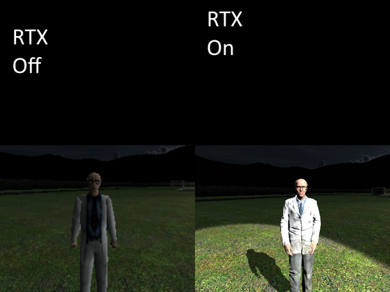 RTX Off V.S. RTX On. (for pixelated effect used mat_viewportscale 0.25)
