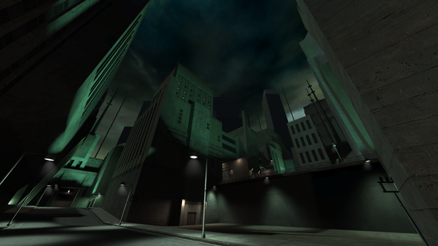 My first "proper" hammer map. Inspired by the Half-Life 2 Beta's "inner city" area of City 17, with the theme of "alien brutalism".