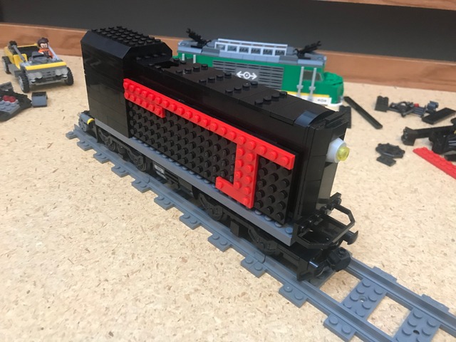 Finished the razor train! It has a little motor in it so I might post a video of it moving soon:)