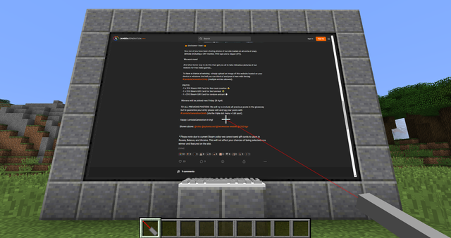 Here's my entry.
#LambdaGenerationOnMy
This is the website in Minecraft on a large screen using a mod called WebDisplays.
The item I'm holding is a laser pointer that's used as an input device so you can scroll the page and click on stuff. Really neat.