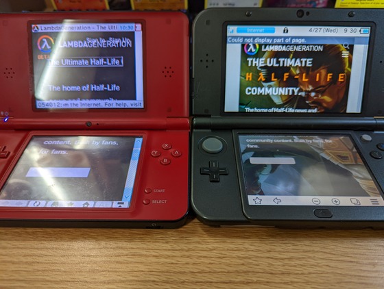 #LambdaGenerationOnMy DS's. Red one is a DSiXL, black one is a n3DSXL. Both had a few errors loading, but eventually got there!