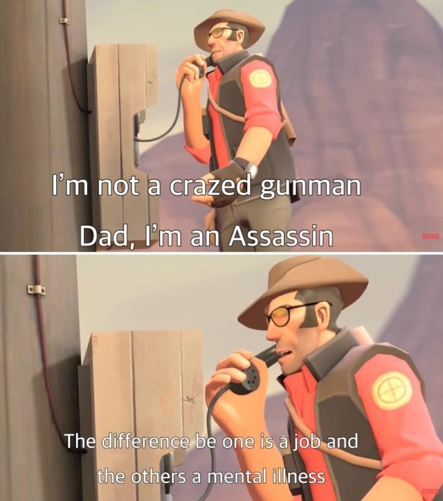 my favorite story arc in any valve game is snipers parents finally accepting him for the professional he is