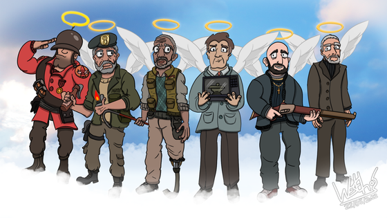 Don't be sad it's over, be happy it happened. *Salutes* Amen!

A fan art tribute to the voice actors (that I currently know) from Valve games presented in their characters in their own franchise that passed away.