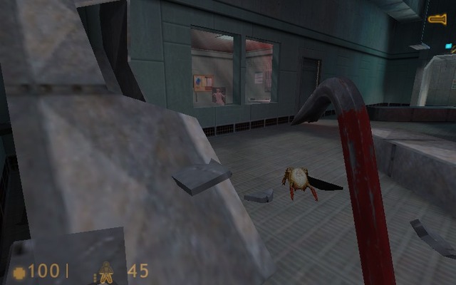 I have played Half-Life for more than 10 years and i just discovered that there is a headcrab that breaks out of the vent here.