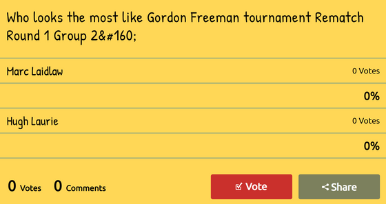 idk if this is an issue with strawpoll.me or something but looks like no one took voted for the gordon freeman look-alike tournament 

i guess the only true freeman is freeman himself