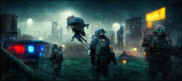 A city. Called "3 Circles". Under the control of the Combine. And under water, flooded. Surrounded by three gigantic moving dams, preventing contaminated and toxic water from the invader's factories. 





Like always photobashing, matepainting, digitalpainting and of course some assets are from Half-Life games !
