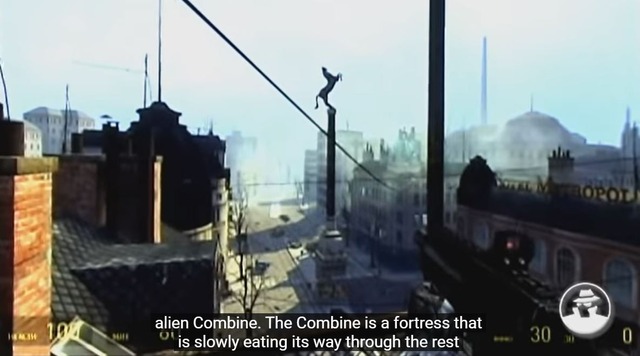 When did the alien empire get the name "the Combine?" Did anyone else notice that in the E3 2003 demonstration, when presenting the strider map, the presenter says, "In this last sequence, You'll get a look at the citadel at the center of the alien combine. THE COMBINE IS A FORTRESS THAT IS SLOWLY EATING ITS WAY THROUGH THE REST OF CITY 17" ? Therefore, relatively late in development, the combine was not the name of the empire itself, but basically the name of the combine smart barrier that chews up the city? 