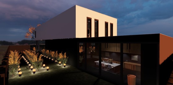 Exterior shots of the modern house