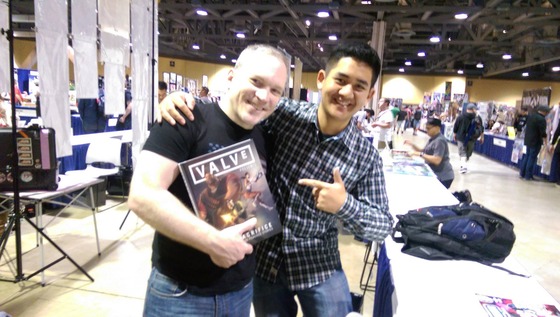 I met comic artist Michael Avon Oeming at Long Beach Comic Expo 2016. He worked on comics for Team Fortress 2, Left 4 Dead 2, and Portal 2; all stellar works if you haven't read those yet.

We chatted a bit about his time at Valve, including telling me about Gabe's knife collection, one of which was carved from the bone of a whale's penis. No, I didn't make that up.