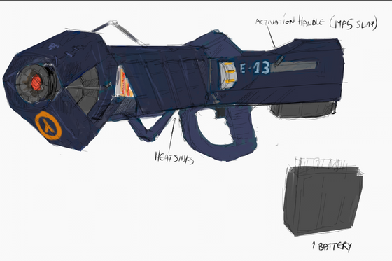 Whipped up a concept Combine Energy Weapon. This ver. was stolen by rebels, notice the metal bars holding the shielding in place and the lambda.