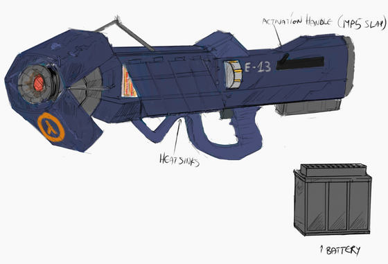 Cleaned this up a tiny bit, and gave it to the new Vance Mod Team. I wish the bois luck in their future endeavors now that the reason it didn't go anywhere at first has been removed.

Not sure if they'll use it, but ye. 

Combine Dark Energy Weapon , Model E-13.
Shoots concentrated Dark Energy via a battery pack shaped like a conventional gun magazine. It drains at a fast-ish pace. Alternate fire is a brief burst of continuous energy (kinda like the gluon gun).
Call it CDE-13 if you feel like it. This particular model was captured and restored by Rebel forces, hence the Lambda.