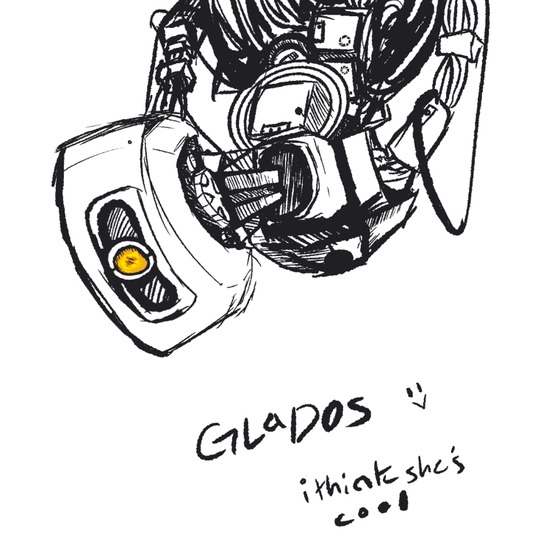 here’s another sketch of glados I like her she’s cool
I have been so burnt out lately I’m so sorry for not posting much the only thing my brain will let me do is think about glados (and my friend’s Michael Afton x GLaDOS fanchild but y’all aren’t ready for that)