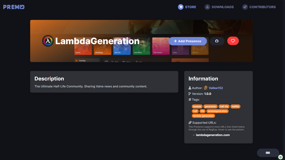 LambdaGeneration is now available on PreMiD!! You can now get the presence to let everyone on discord know when you are browsing this amazing site.

https://premid.app/store/presences/LambdaGeneration

I hope that everyone enjoys!