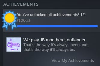 I finally 100% JBMod!!! It was a long journey, but i managed to pull through thanks to all of your support. Thank you :)