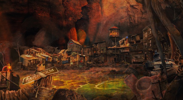 "In the depths of the Ravenholm mines, survivors have built villages and live in symbiosis with the XEN flora and fauna. With boats they navigate on the toxic waters produced by the Combine's factories in the surroundings."