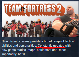 "Constantly updated". This statement is standing on 2.99 hammer unit thin ice