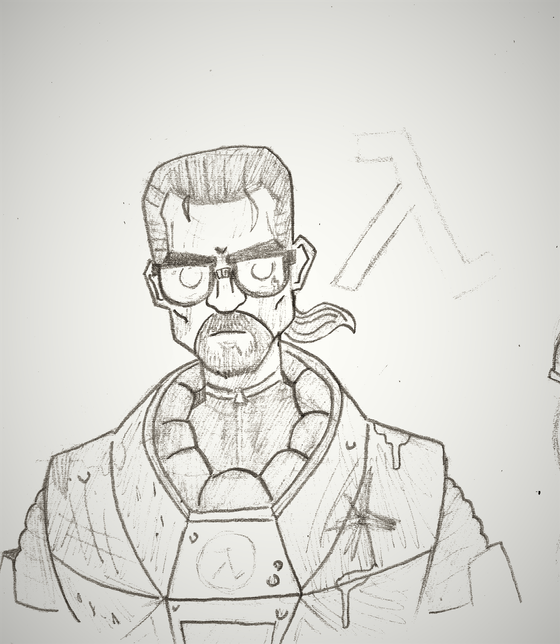 This is a old Gordon Freeman drawing i scanned some time ago. maybe i will do a remake of this one.