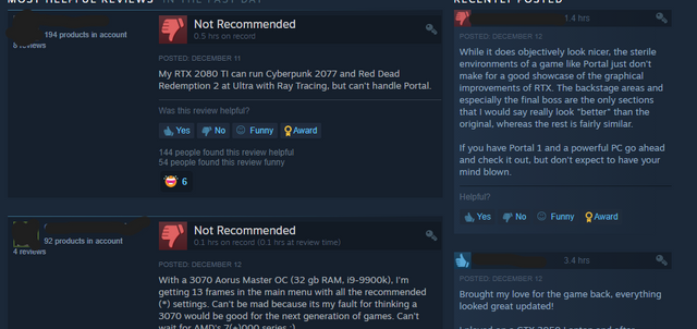 I saw the reviews for portal rtx the top 3 are negative I think that says something about the dlcs quality
