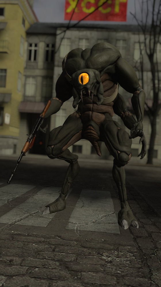 Retopo'ed a sculpt of the Shocktrooper from Opposing Force, Rigged and textured it, I also put it into VRChat for a Half-Life RP Server.
 
he lost his shockroach