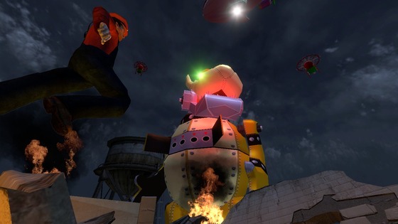 SPOILER from super mario bros: the movie 
Mario and Luigi vs Mecha Bowser  

( It's the first time I've made a scene in gmod, any advice for future ones?)