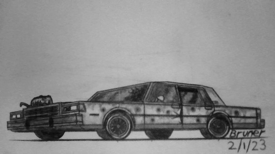 Quick drawing of the 80's Chevrolet Caprice brush sedan from the Half-Life 2 leak.