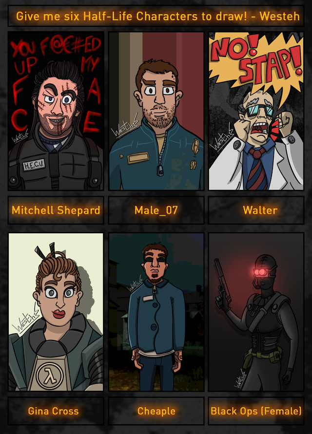 I asked the LambdaGen Community to tell me which of the six Half-Life characters I should draw. Well, here they are!

The contributors were:
@alex
@citizenteh
@danskart
@goodmornin
@gordonkenington452k

It was a fun little thing. ^^