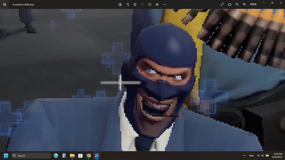Spy's face is either neutral and calm or extremely, viciously maniacal, there seems to be no in between.

No seriously, he freaked me out for a sec, what a man