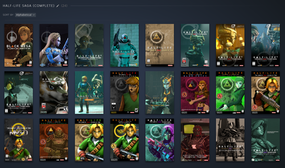 My really cursed Half-Life Saga (includes Beta or "Opposing Force-esque" mods) library artworks.... 

