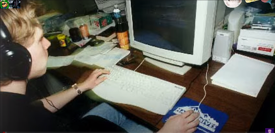 this is a pic of robin walker playing half life they is a bottel of vegemite on his desk can we all agrey he use it as lube