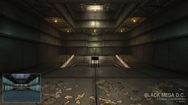 So apparently there is a mod (Sadly dead) for Fallout 3 that is essentially a Half-Life remake in the Gamebryo engine (The one used by FO3), and it looks very similar to Source.
Link: https://www.moddb.com/mods/black-mesa-dc/