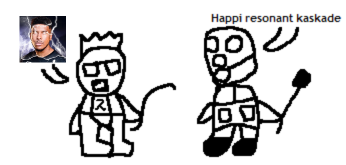 Happy Belated* Resonance Cascade day!

I don't know what to send for RC Day but I figured I'd give you this wonderfully crude drawing of Mr.Fooman and our beloved Cipil Protetiun from last month.
