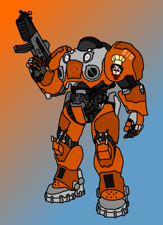StarCraft 2 marine suit in the style of the H.E.V suit