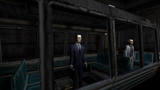 So this tram at the start of Half-Life is the same one you have to jump into in Opposing Force (look they even fixed the leak in this room!). But doesn't this mean that the tram hasn't moved from that spot? Perhaps it had malfunctioned?

In any case G-Man sure did get to Anomalous Materials quickly from here... I know he can use portals and the like but what about that scientist? Did G-Man eat him? o.O

What if G-Man made the tram stop here as he knew Shepard would need to use it later? :o