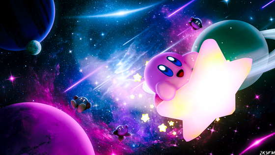 Kirby flying through space