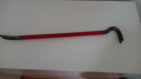 My friend made me this. he found this crowbar in his backyard when he was digging. And it had a lot of rust on it. and the was yellow. but now it is my perfect souvenir. :D