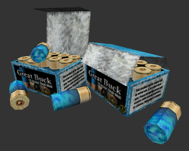 Hey! Check out these updated shotgun ammo box pickups I did! I took a little inspiration from the Half-Life HD shotgun ammo box with the modeled out shells to make them pop a bit more, and added a new top texture + an exclusive variant for FreeDMC! The shotgun and super shotgun were left out with their new ammotypes, so we've got one of our own in the works! Can you guess what it might be~? Anywho, enjoy!